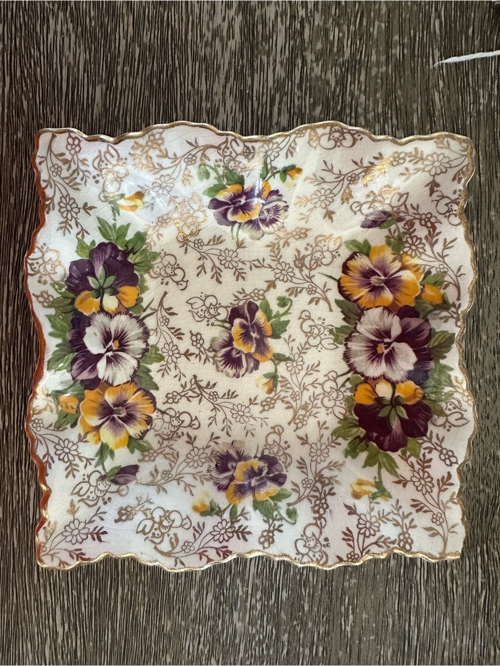 Floral Pansy Decorative Serving Plate - Purple & Yellow